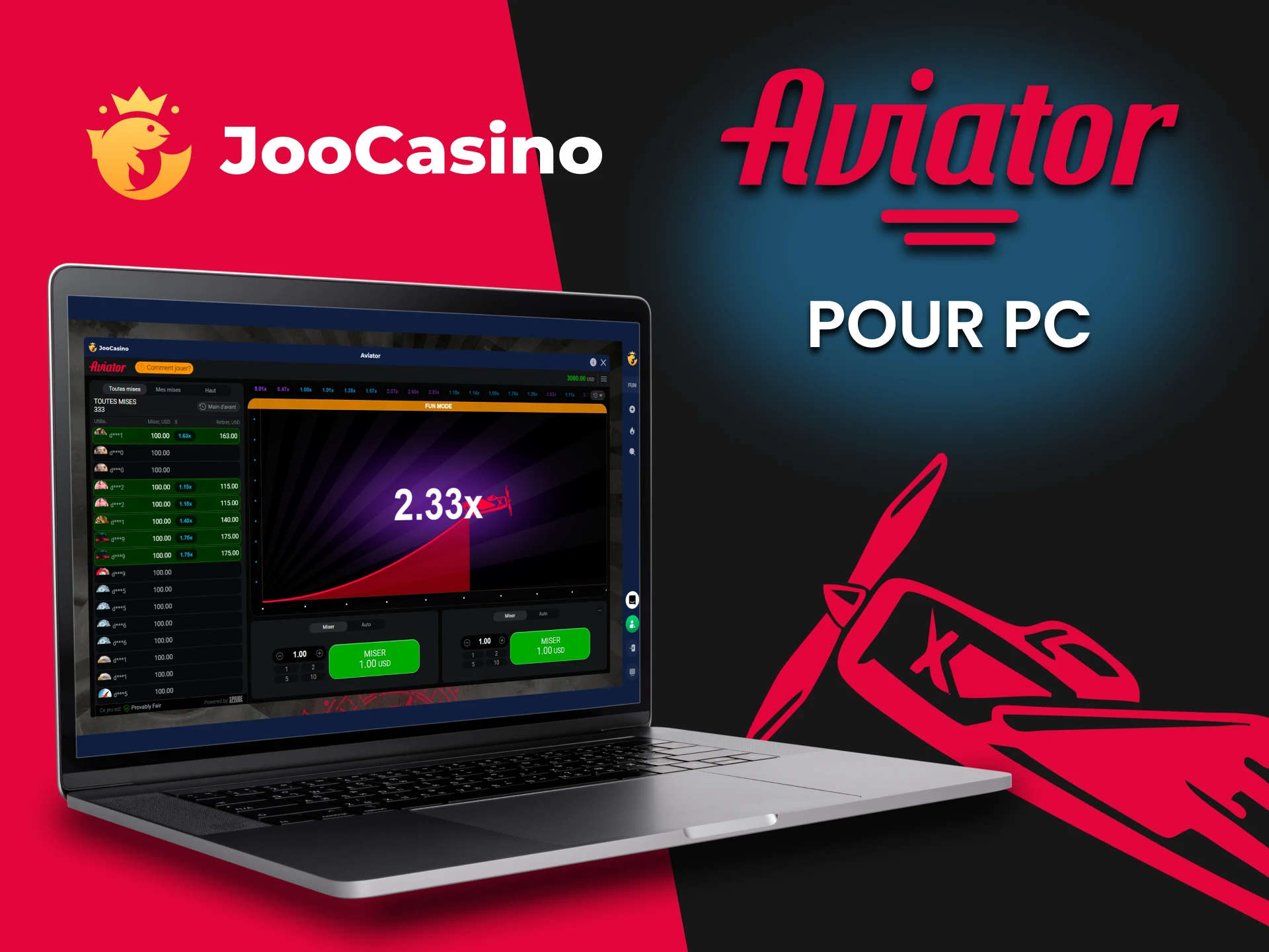 Jouez à Aviator sur Joo Casino pour PC.