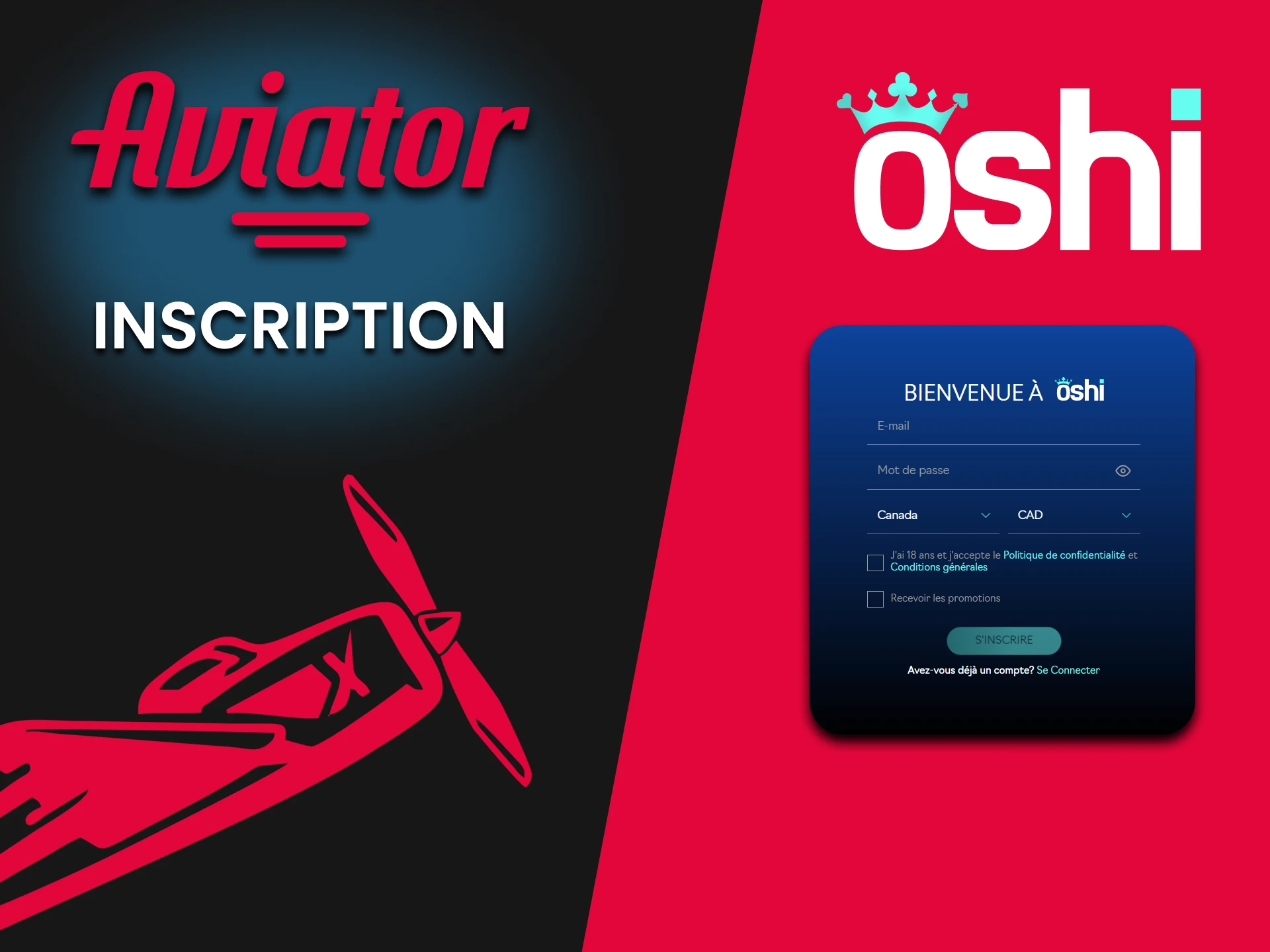 Pour jouer à Aviator, vous devez vous inscrire sur Oshi Casino.