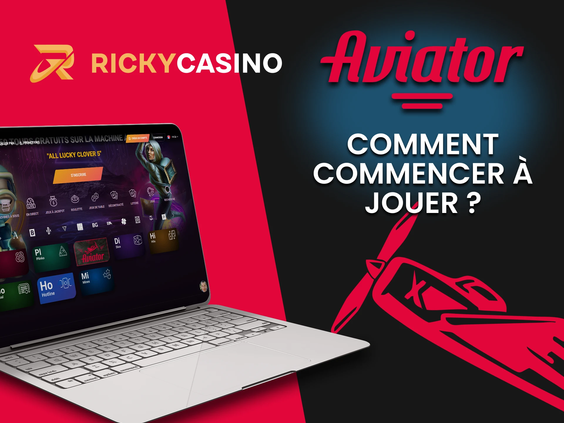 Sélectionnez la section casino de Ricky Casino pour jouer à Aviator.
