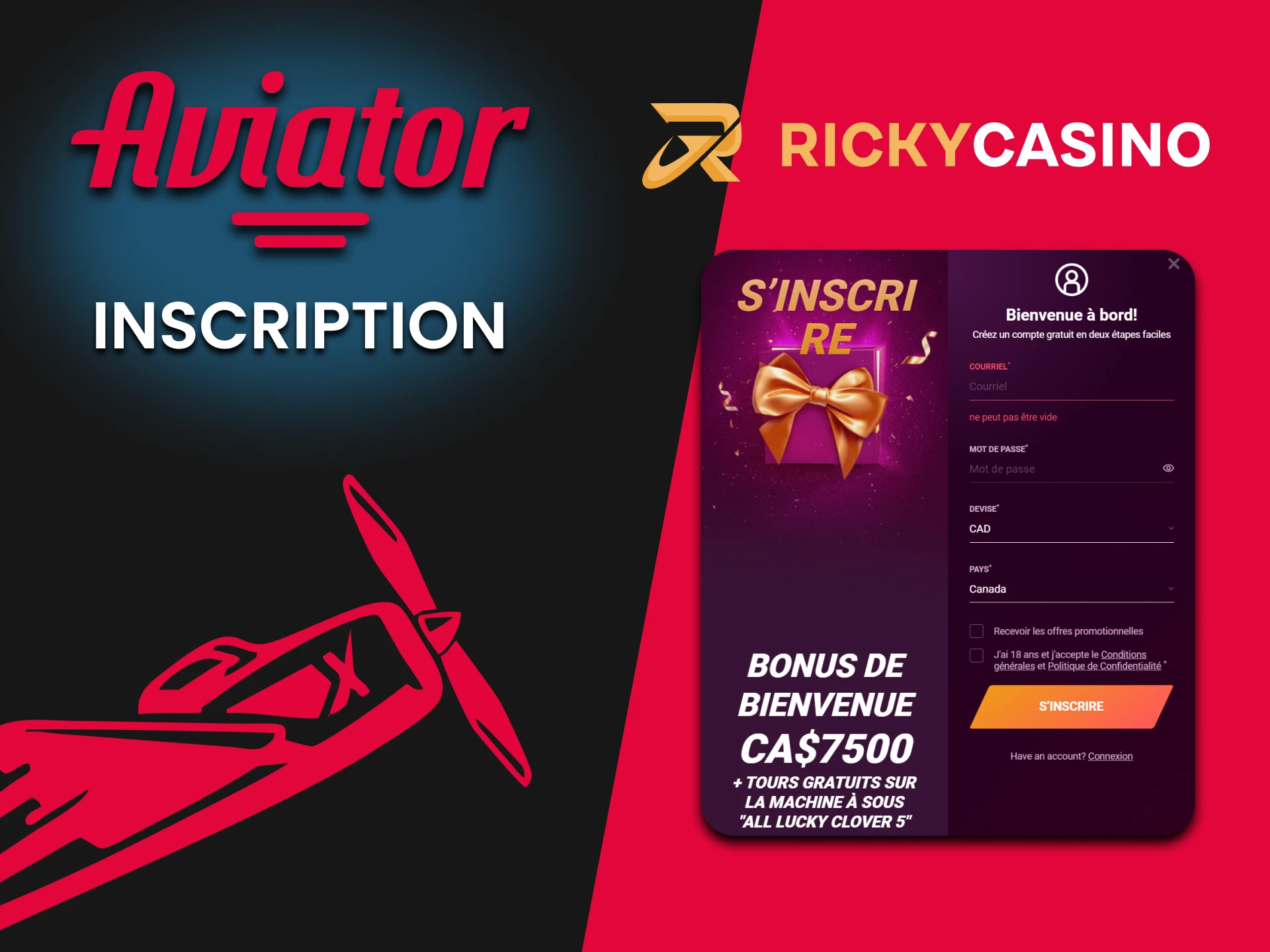Inscrivez-vous sur Ricky Casino et profitez de jouer à Aviator.