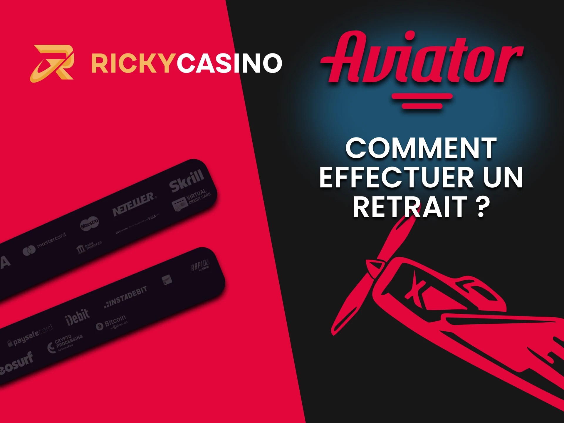 Choisissez votre méthode de retrait pour Aviator sur Ricky Casino.