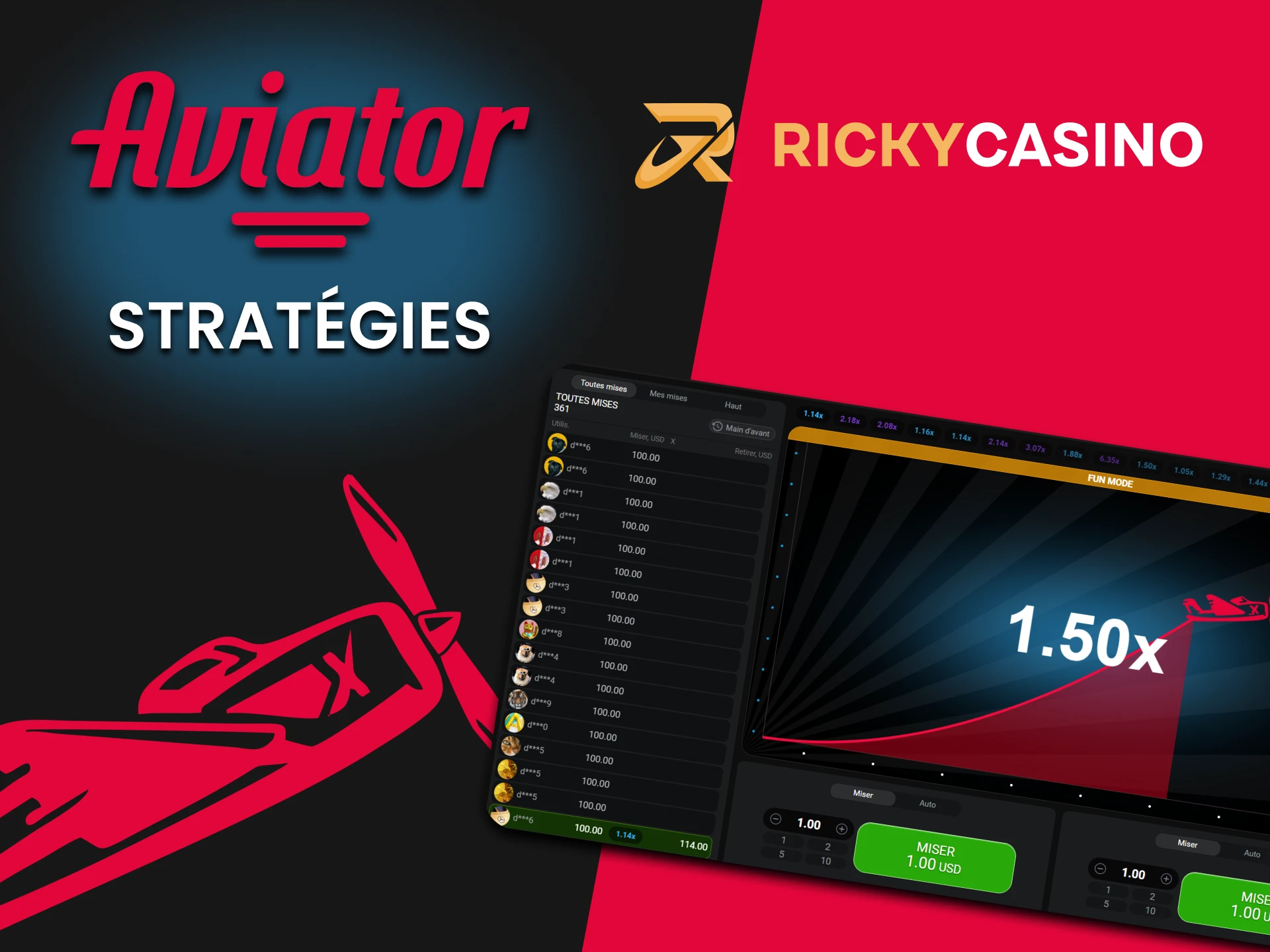 Nous vous montrerons des stratégies gagnantes pour Aviator sur Ricky Casino.