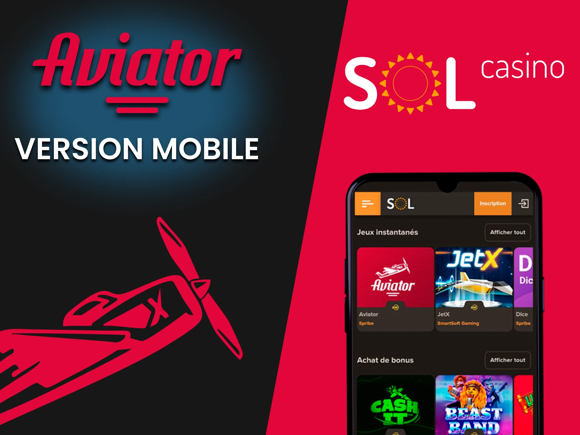 Essayez le jeu Aviator dans la version mobile de Sol Casino.