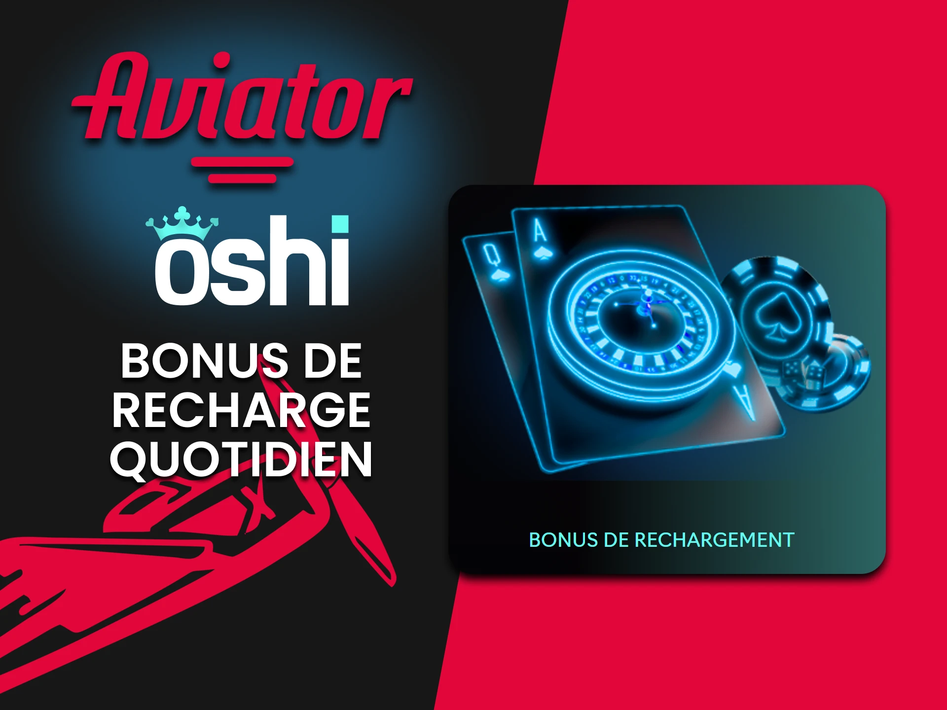 Oshi Casino offre un bonus de recharge pour l'Aviator.