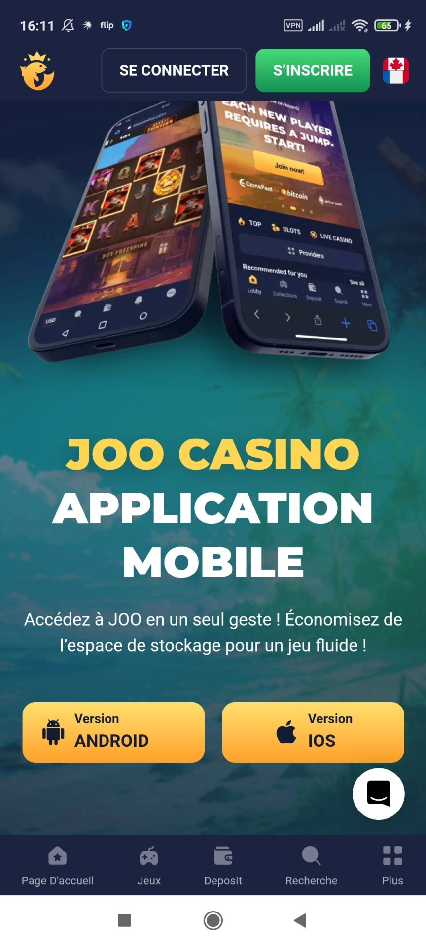 Commencez à télécharger l'application Joo Casino sur Android.