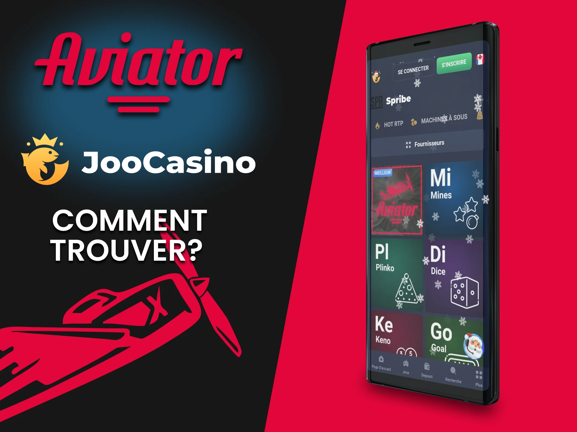 Choisissez Aviator dans la section casino de l'application Joo Casino.