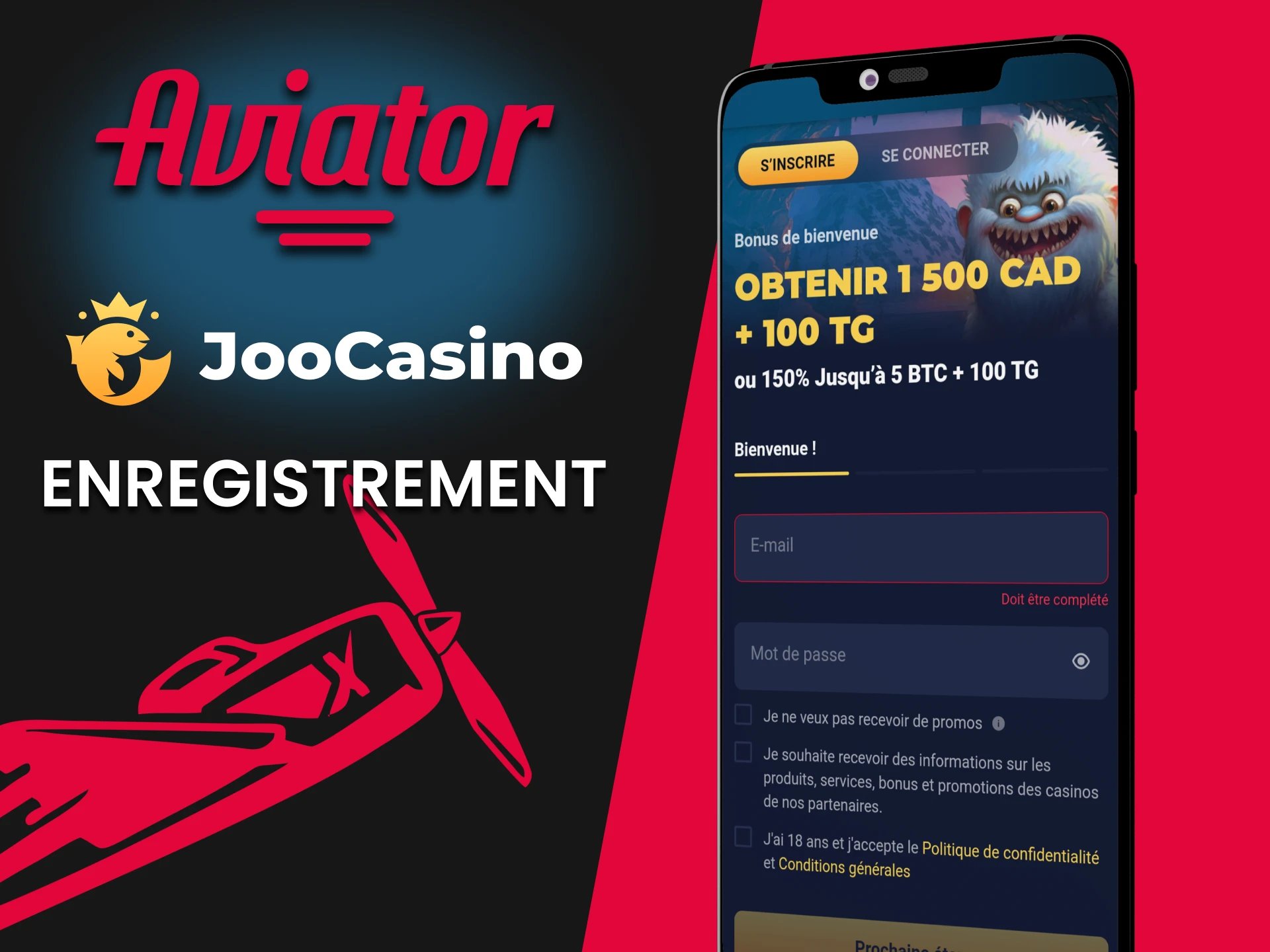Inscrivez-vous à l'application Joo Casino et commencez à jouer à Aviator.
