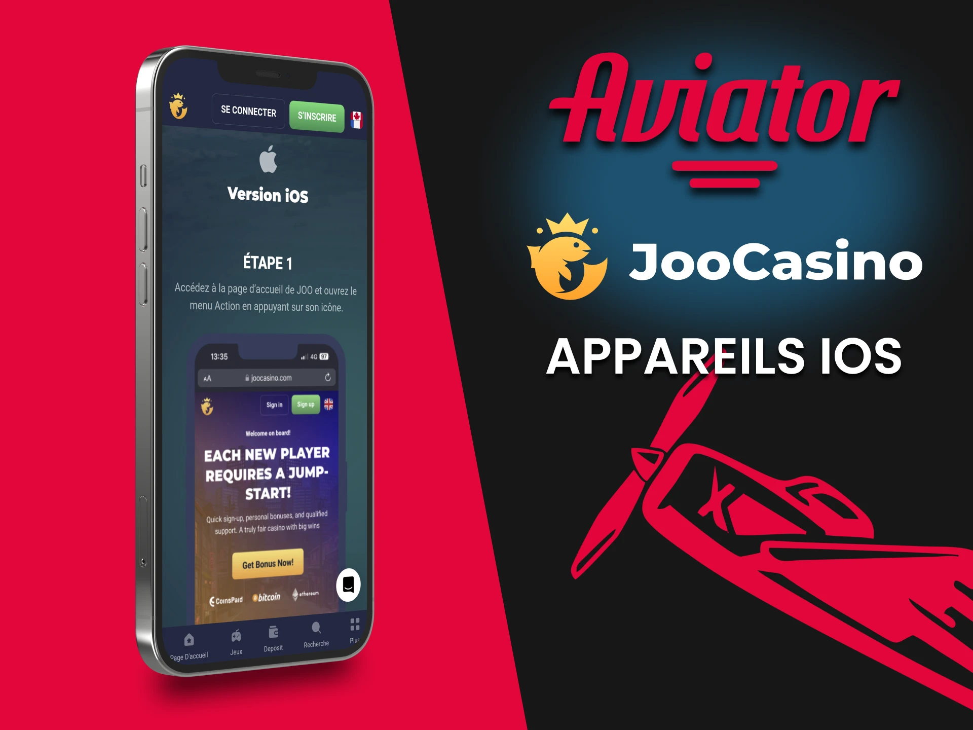 Téléchargez l'application Joo Casino pour jouer à Aviator sur iOS.