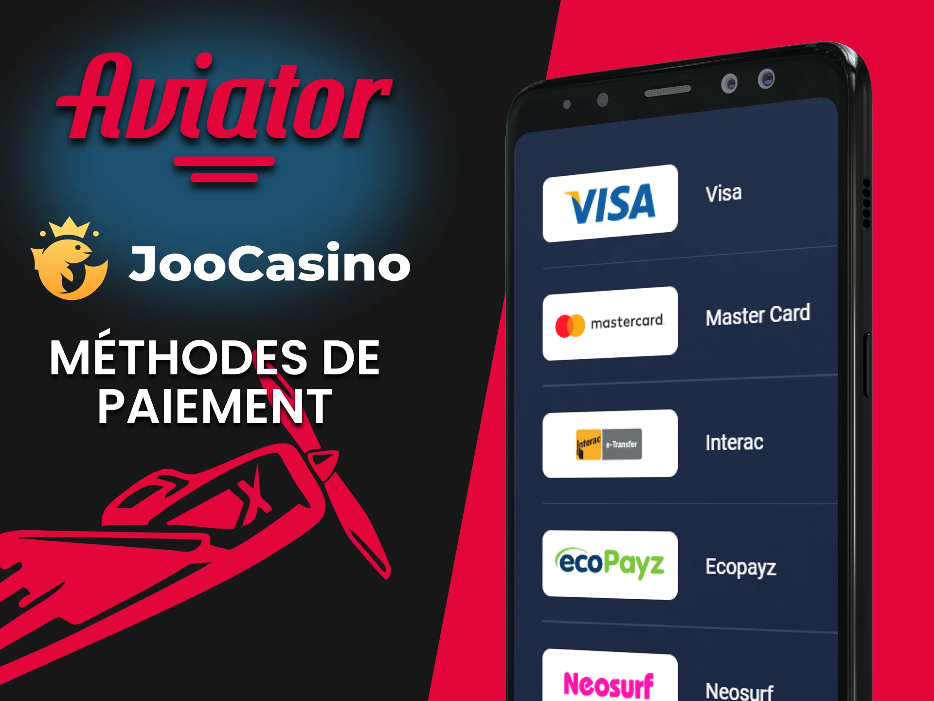 Nous vous parlerons des méthodes de paiement dans l'application Joo Casino pour Aviator.