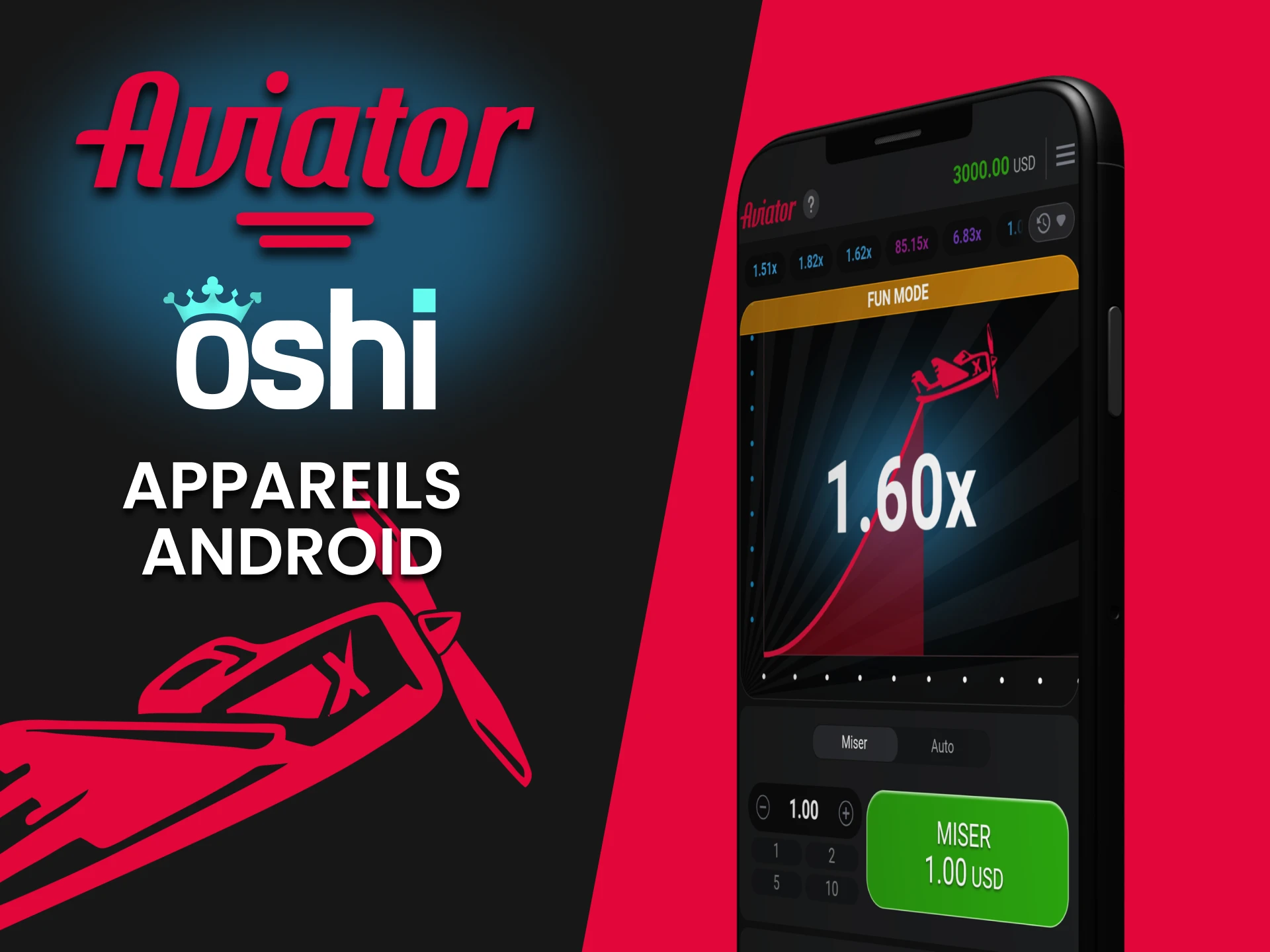Installez l'application Oshi Casino pour jouer à Aviator sur Android.
