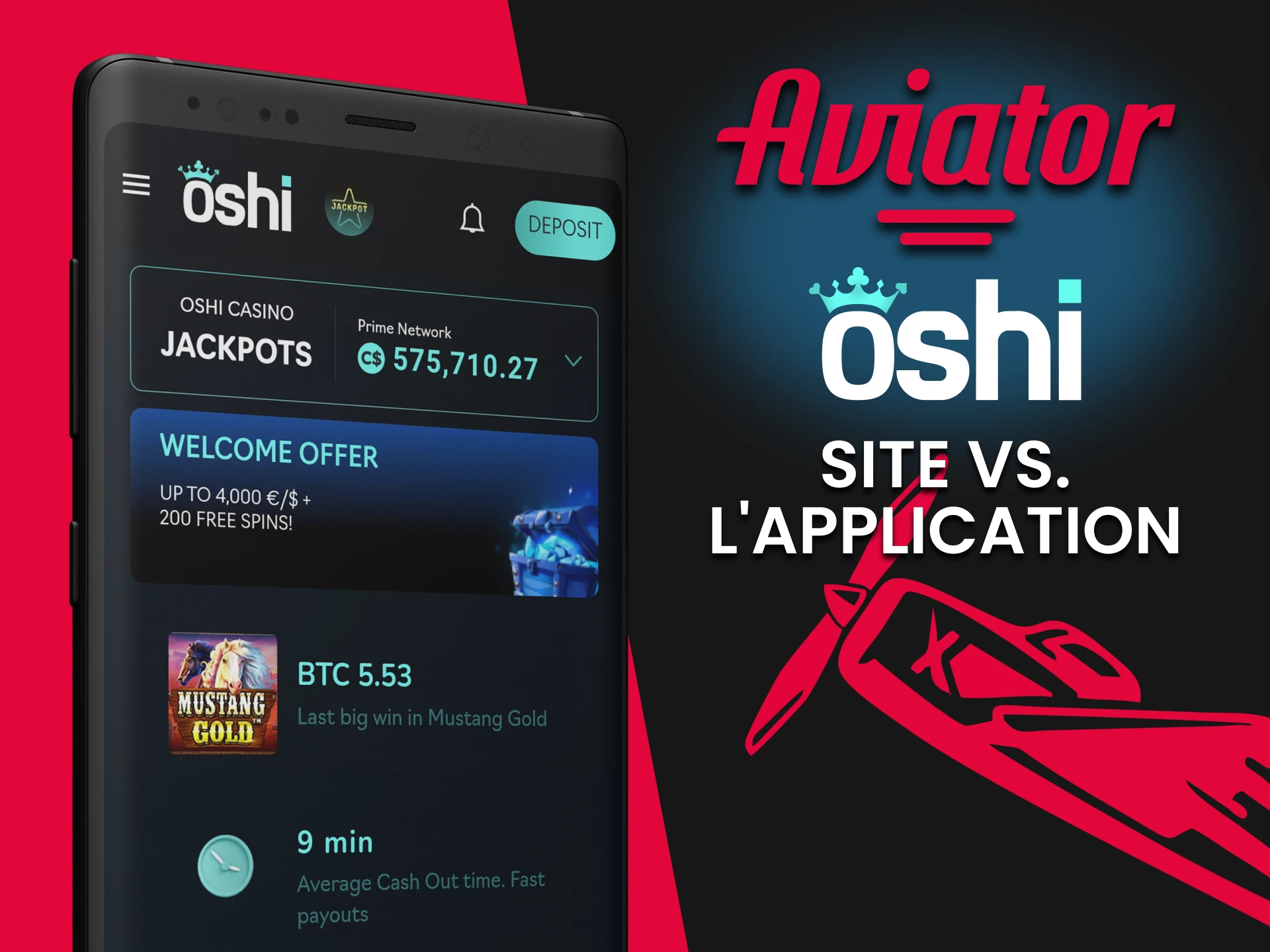 Choisissez votre façon de jouer à Aviator sur Oshi Casino.