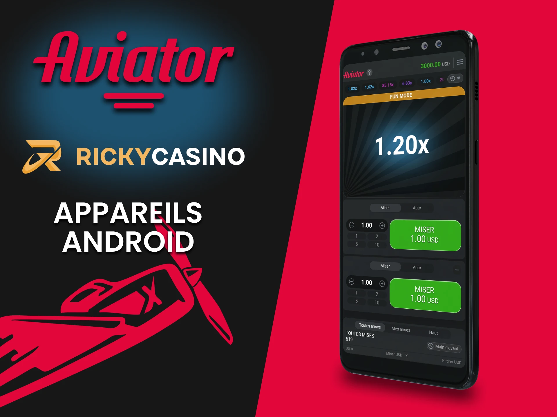 Installez l'application Ricky Casino pour jouer à Aviator sur Android.