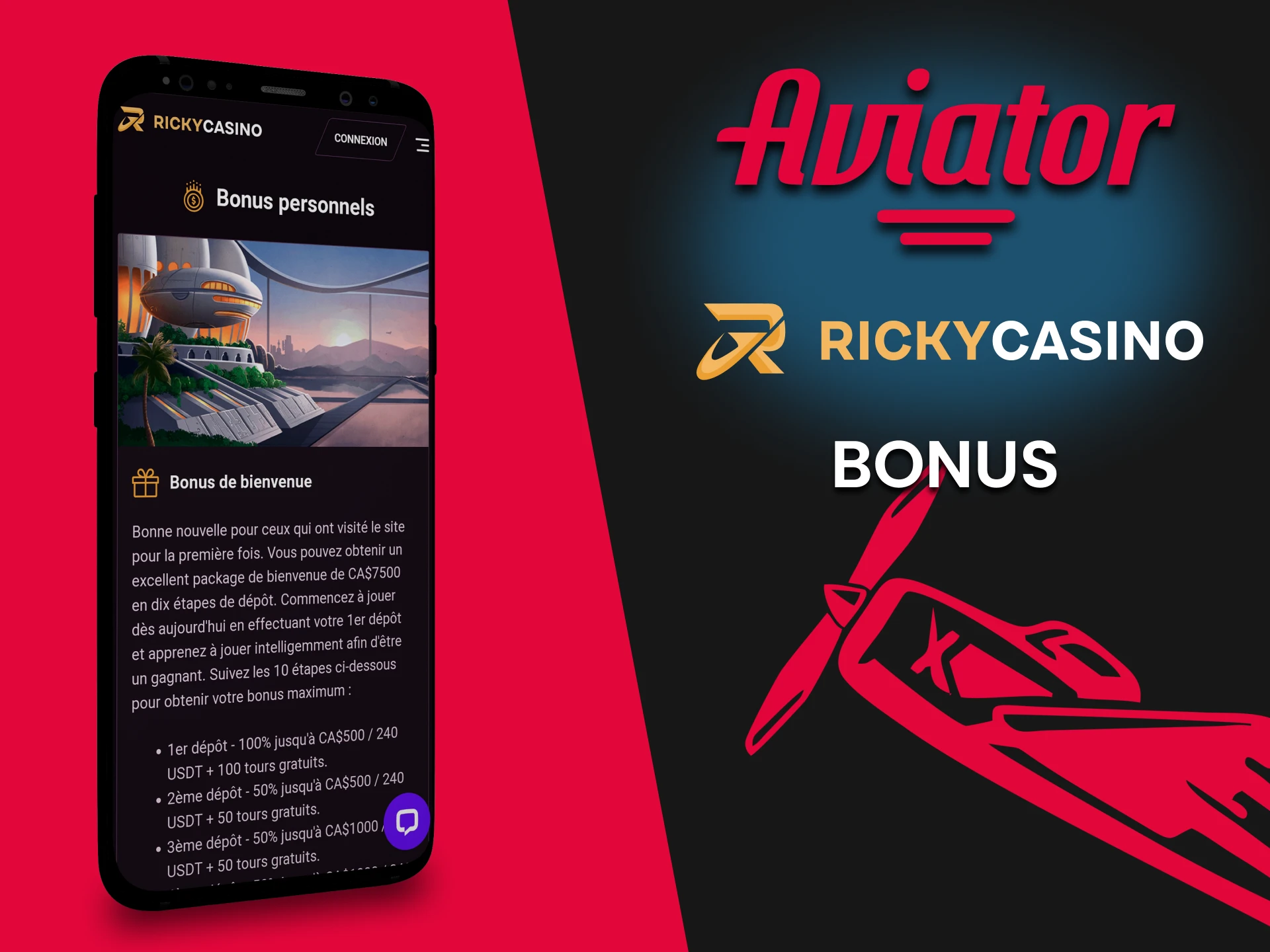 L'application Ricky Casino offre des bonus aux joueurs Aviator.