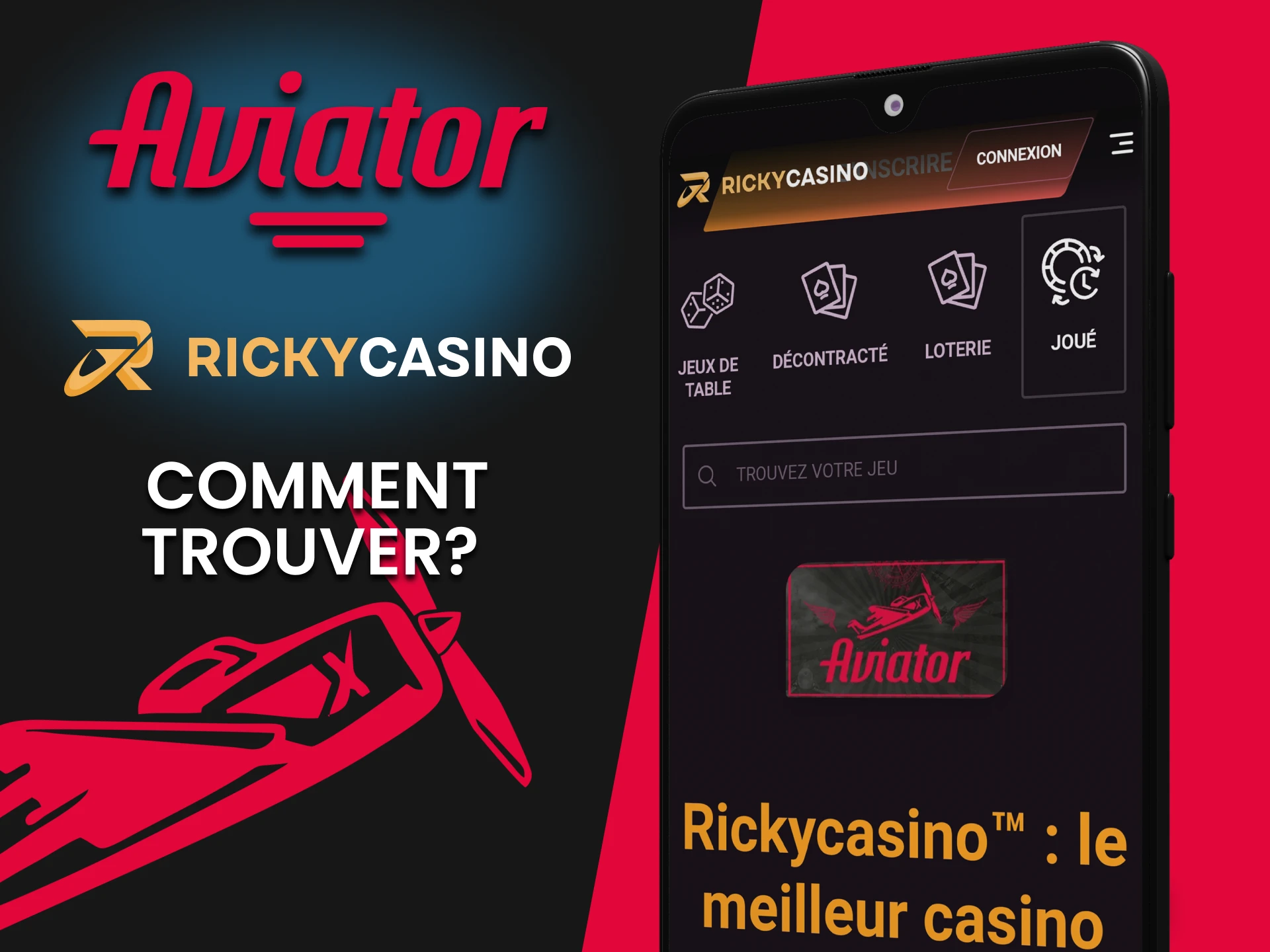 Dans la section casino de l'application Ricky Casino, vous pouvez trouver l'Aviator.