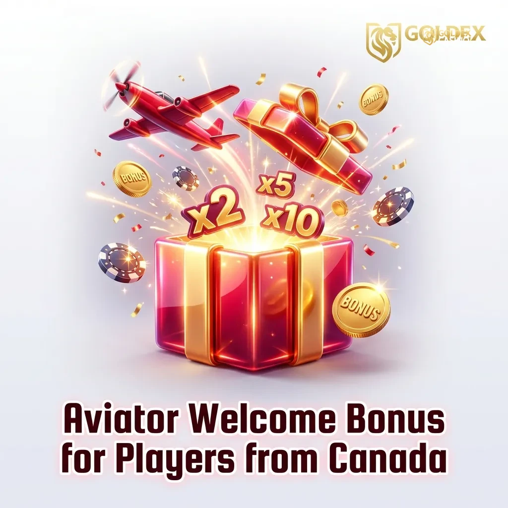 Goldex casino welcome bonus offer showing 375% up to $38,000 for Canadian players with Aviator game eligibility