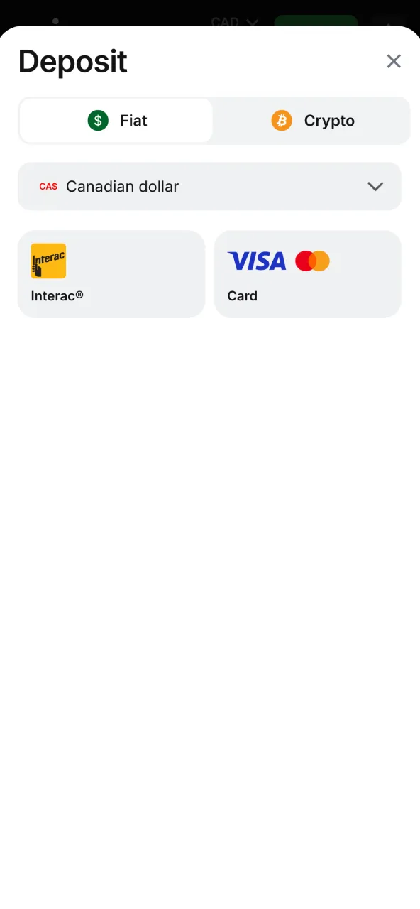 Deposit at 1win via cashier with Interac credit card or e‑wallet.