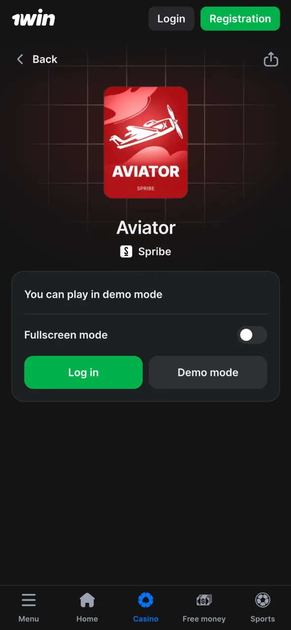 Open the 1win casino lobby find Aviator and launch the game.