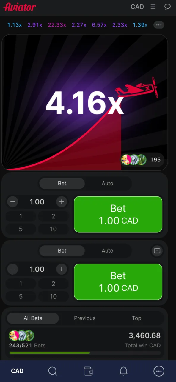 Start the Aviator game on Joo Casino and make your first wager.