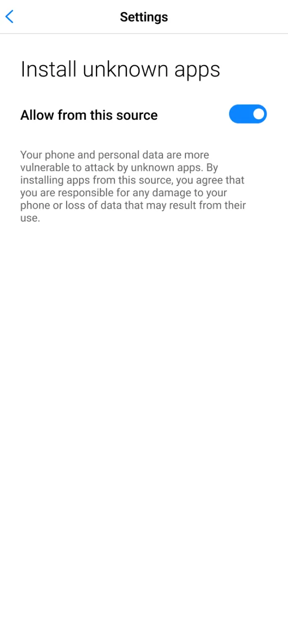 Open Security settings and toggle Unknown Sources for Joo Casino installation.