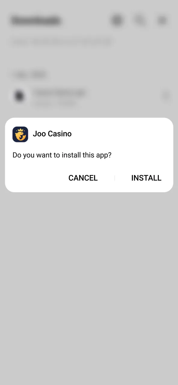 Go to your download list and open the Joo Casino APK.