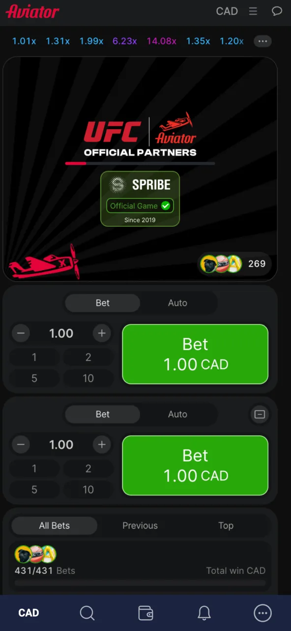 Log in to Joo Casino and select Aviator from the game list.