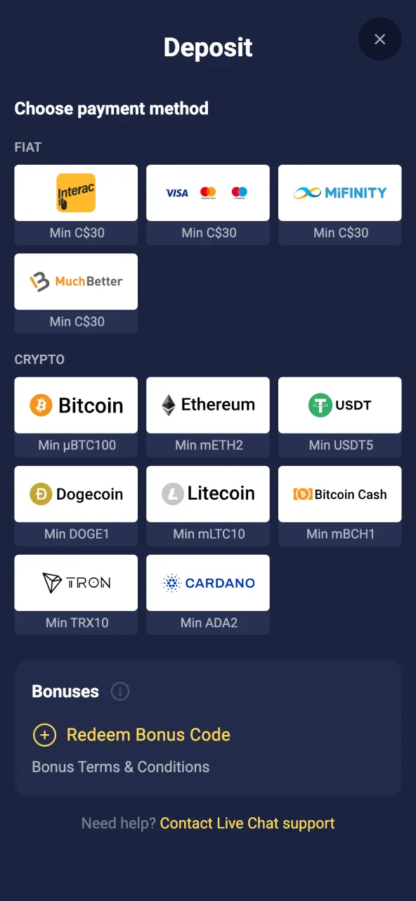 Fund your Joo Casino account with your first deposit.