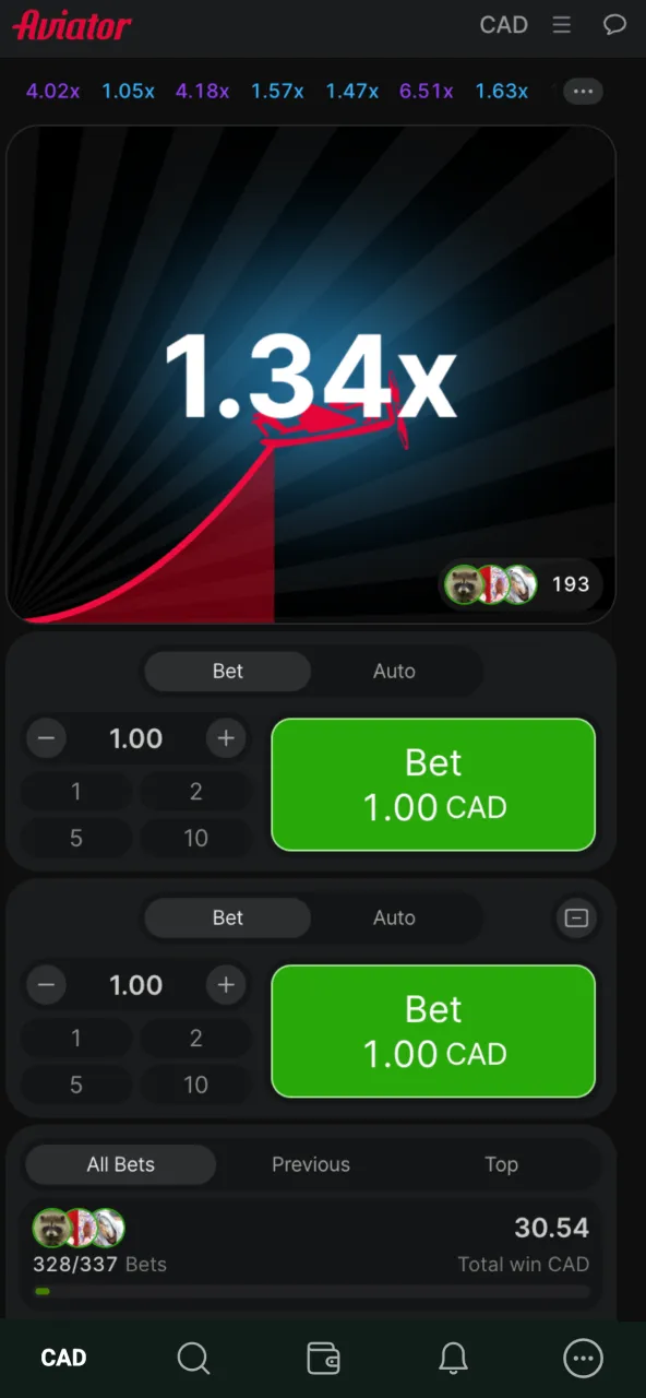 Enter the Goldex casino area select Aviator and begin playing.