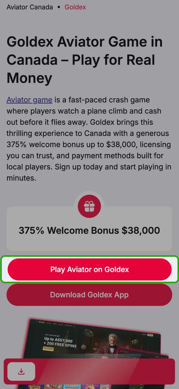 Navigate to the official Goldex page via browser.