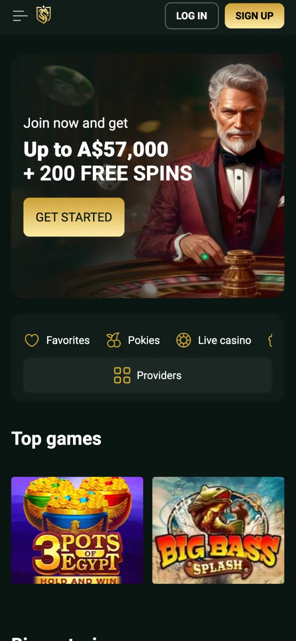 Goldex main page displaying game selections and featured titles.