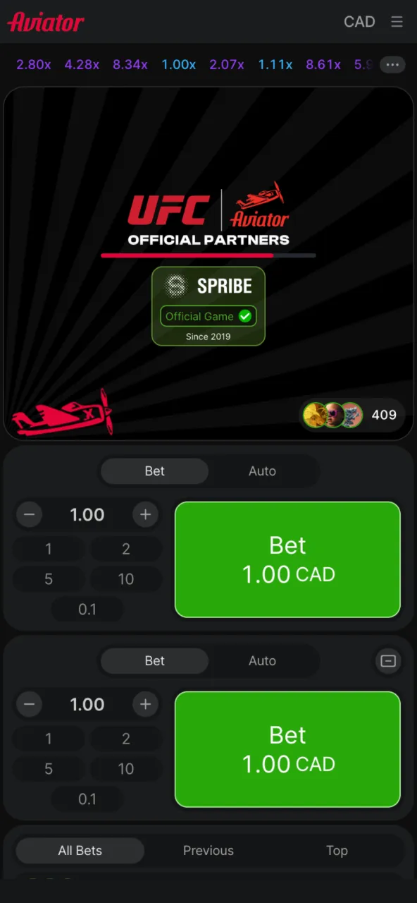 Aviator loading screen showing the game about to start.