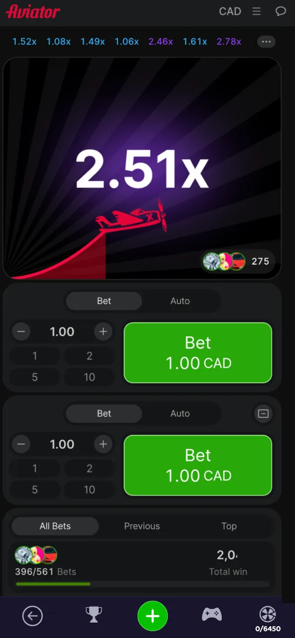 Open Aviator through the Playfina casino lobby and begin the game.