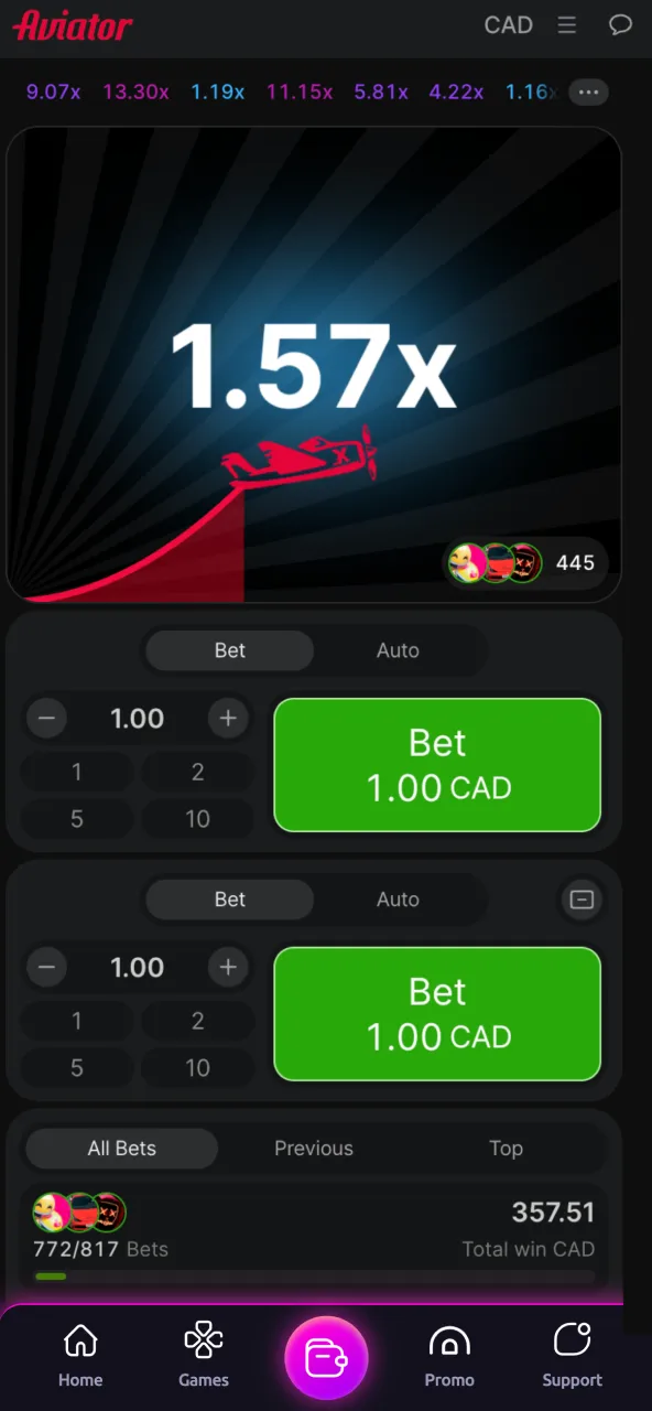 Locate Aviator in the Queenspins casino and tap to launch.